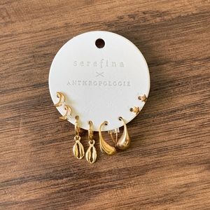 Anthropologie 14k gold earring set